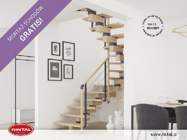 Rintal Polska, wiodący producent SCHODÓW do wnętrz organizuje PROMOCJĘ: We wrześniu montaż schodów oraz obłożeń schodów betonowych zakupionych wraz z poręczami za darmo! Szczegóły oraz wzbogacona o nowe modele schodów oferta Rintal dostępna jest na naszej STRONIE INTERNETOWEJ www.rintal.pl. Nasi doradcy są do dyspozycji na terenie całego kraju. Umów się na BEZPŁATNY POMIAR !k.prabucka@rintal.pl+48 58 532 42 55