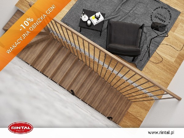Jeśli chcesz wyposażyć swoje wnętrze w nowoczesne schody wiodącego na runku producenta Rintal Polska, to jest to idealny moment! Tylko w sierpniu obowiązuje atrakcyjna PROMOCJA na wszystkie modele. Od 01.08 do 31.08.2020 r. możecie Państwo skorzystać z WAKACYJNYCH OBNIŻEK CEN. Oferta upoważnia do skorzystania ze zniżki cenowej w wysokości 10% na wszystkie modele schodów zakupione wraz z poręczą i montażem. Promocja nie dotyczy poręczy, balustrad i montażu schodów.Zapraszamy do zapoznania się ze szczegółami promocji, a także ze wzbogaconą o nowe modele schodów ofertą Rintal. Wszystkie informacje dostępne są na stronieinternetowej: www.rintal.pl.Doradcy Rintal są do dyspozycji na terenie całego kraju. Pomiar, projekt oraz fotorealistyczna wizualizacja schodów GRATIS!www.rintal.plk.prabucka@rintal.pl+48 58 532 42 55