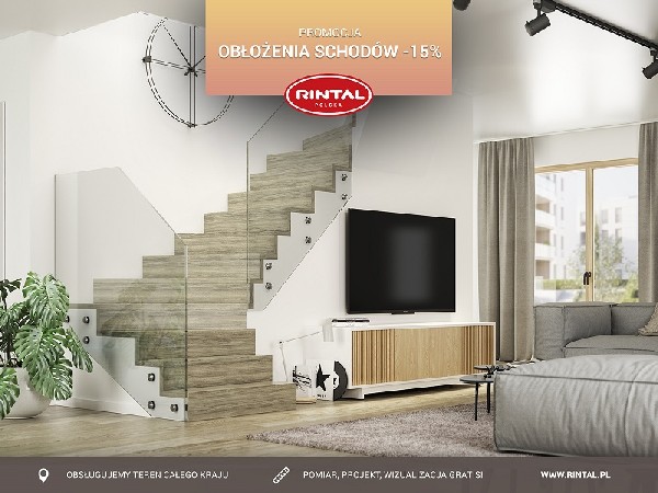 Rintal Polska, wiodący producent SCHODÓW do wnętrz organizuje wyjątkową PROMOCJĘ: OBŁOŻENIA SCHODÓW BETONOWYCH  - Rabat 15%! Lato to idealny czas na remont i zmiany charakteru wnętrza swojego domu! Skorzystaj z bezpłatnego pomiaru, projektu oraz otrzymaj wizualizację schodów w swoim wnętrzu gratis! Szczegóły oraz wzbogacona o nowe modele schodów oferta Rintal dostępna jest na stronie www.rintal.pl. Zapoznaj się z rozbudowaną ofertą schodów i poręczy Rintal!Nasi doradcy są do dyspozycji na terenie całego kraju. Umów się na BEZPŁATNY POMIAR!?www.rintal.pl e-mail: k.prabucka@rintal.pltel. Dział Handlowy: +48 58 532 42 55