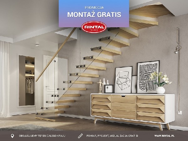 Wakacyjna aura w pełni. Lato to idealny czas na zmiany i remonty. Dlatego tylko w sierpniu wiodący producent schodów do wnętrz oferuje swoim klientom wyjątkową promocję: Montaż schodów gratis! Tylko teraz możecie Państwo zainwestować w nowoczesne schody Rintal z niepowtarzalnymi poręczami i balustradami bez dodatkowych opłat za montaż. Zniżka obowiązuje od 01.08 do 31.08.2023 r. przy zakupie schodów wraz poręczami i balustradami. Zapraszamy do zapoznania się ze szczegółami promocji, a także ze wzbogaconą o nowe modele schodów ofertą Rintal. Wszystkie informacje dostępne są na stronie internetowej: www.rintal.pl. Doradcy Rintal są do dyspozycji na terenie całego kraju. Pomiar, projekt oraz fotorealistyczna wizualizacja schodów GRATIS!?www.rintal.pl e-mail: k.prabucka@rintal.pltel. Dział Handlowy: +48 58 532 42 55