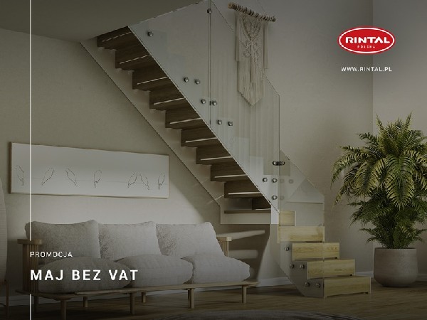 Jeśli planujesz zakup nowych schodów i chcesz nadać swojemu domowi niepowtarzalnego, luksusowego charakteru, to ta oferta jest dla Ciebie. W maju możesz zainwestować w eleganckie, nowoczesne i efektowne schody oszczędzając 8% z tytułu wyjątkowej PROMOCJI RINTAL POLSKA - MAJ BEZ VAT.Promocja obowiązuje od 1.05 do 31.05.2024 r. i obejmuje zakup schodów wraz z poręczą i montażem. Zapraszamy do zapoznania się ze szczegółami promocji, a także ze wzbogaconą o nowe modele schodów ofertą Rintal. Wszystkie informacje dostępne są na stronie internetowej: www.rintal.pl. Doradcy Rintal Polska są do dyspozycji na terenie całego kraju. Pomiar i projekt schodów wykonamy nieodpłatnie. Każdy z naszych klientów może także otrzymać wizualizację zamówionych schodów w promocyjnej ofercie ?Wizualizacja gratis??www.rintal.pl e-mail: schody@rintal.pltel. Dział Handlowy: +48 58 532 42 55