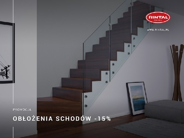 Rintal Polska, wiodący producent SCHODÓW do wnętrz organizuje wyjątkową PROMOCJĘ: OBŁOŻENIA SCHODÓW BETONOWYCH  - Rabat 15%! Tylko teraz możecie Państwo skorzystać z oferty, która sprawi, że schody betonowe zyskają piękny, elegancki i funkcjonalny charakter. Skorzystaj z bezpłatnego pomiaru i projektu. Promocja! Wizualizacja schodów w dedykowanym wnętrzu gratis! Szczegóły oraz wzbogacona o nowe modele schodów oferta Rintal dostępna jest na stronie www.rintal.pl. Zapoznaj się z rozbudowaną ofertą schodów i poręczy Rintal!Nasi doradcy są do dyspozycji na terenie całego kraju. Umów się na BEZPŁATNY POMIAR!?www.rintal.pl e-mail: k.prabucka@rintal.pltel. Dział Handlowy: +48 58 532 42 55