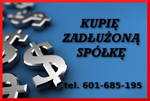 Kupimy Zadłużone Spółki - Działamy od ponad 16 lat  W Naszej ofercie znajdziesz także bogaty wybór czystych spółek z lat od 1991-2015 roku , kupimy Spółki Akcyjne wycofane z obrotu publicznego a także czyste spółki z o.o. pomagamy w upadłości oraz likwida