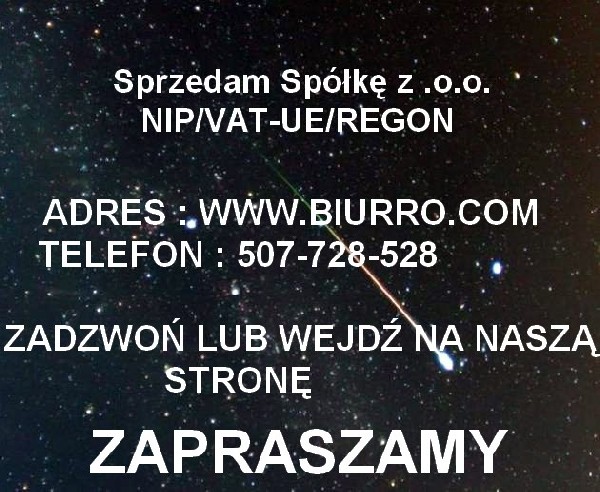 Sprzedam Gotową Czystą Spółkę